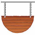 Old wooden sign on the chain, vector eps10 illustration