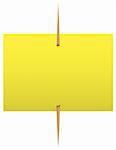 Blank yellow sticky note on a toothpick. Vector illustration