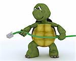 3D render of a tortoise with RJ1 cable