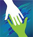 Hand of the child in father encouragement help. Support moral.