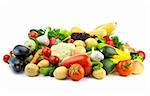 Healthy Eating / Assortment of fresh Organic Vegetables /  Isolated over White Background