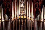 Beautifully ornate prospect pipes from a tracker organ