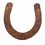 Old rusty horseshoe isolated on white background