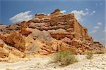 Mountains, roads and plants in the desert of Faran