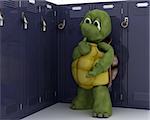 3D render of a tortoise with school locker