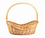 Empty wicker basket isolated on white background