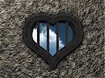heart prison window on stone background - 3d illustration
