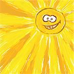 funny painted cartoon sun illustration