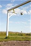 Soccer Net and Soccer Ball, Lysekil, Vastra Gotaland County, Bohuslaen, Gotaland, Sweden