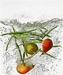 Pears and beans in boiling water