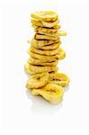 A stack of banana chips