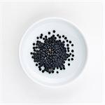 A plate of Beluga lentils, seen from above