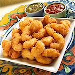 Fried Breaded Shrimp with Chili Sauce and Tomatillo Salsa