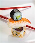 Maki, nigiri and an inside-out roll