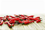 Red chillies on bamboo mat