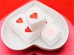 Sugar cubes with hearts