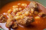 Pot of Red Posole with Pork; Mexican Hominy Stew