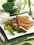 Sliced Pork with Black Bean and Corn Salad