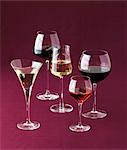 Various wine glasses and sherry