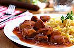 Veal goulash with Spätzle (soft egg noodles from Swabia)