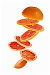 Sliced pink grapefruit