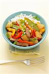 Sweet 'n' sour pork with pepper, pineapple and mange tout