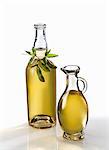 Soy oil in a bottle and carafe