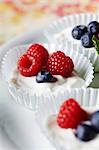 Yogurt with Fresh Berries in Paper Muffin Cups