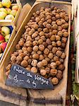 Walnuts on Display at The Carouge Market is in Geneva Switzerland