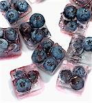 Ice cubes with blueberries