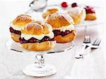 Profiteroles filled with cherries and cream