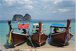 Long-Tail Boats on Beach, Koh Ngai, Trang, Thailand