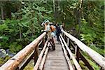 Groupe de personnes sur le pont rustique