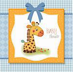 welcome baby card with giraffe