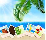Photos from holidays on a seaside  Summer holidays concept  Vector