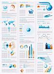 infographics page with a lot of design elements like chart, globe, icons, graphics, maps, cakes, human shapes and so on. Ideal for business analisys rapresentation.