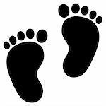 Baby footprint - black small feet icons iolated on white background.