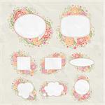 Vector set: hand drawn floral design bubbles.