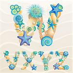 Vector sea life font on sand background. Check my portfolio for other letters, and numbers.