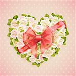 Valentine`s Day card with roses heart and place for text.