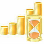 money icon with hourglass and coins Also available as a Vector in Adobe illustrator EPS format, compressed in a zip file. The vector version be scaled to any size without loss of quality.