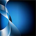 Abstract Blue Waves, Isolated On Black Background, Vector Illustration