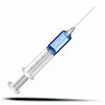 illustration of a syringe with blue vaccine