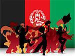 Vector - Afghanistan Sport Fan Crowd with Flag