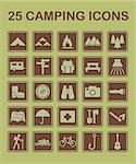 A set of 25 camping related icons.