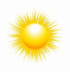 The sun with sharp rays isolated on white background. Vector illustration
