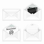 Collection of four email icons isolated on white background