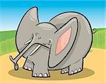 Cartoon Humorous Illustration of Cute Gray Elephant