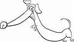 cartoon illustration of happy jumping dachshund dog for coloring book