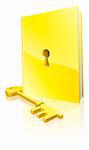 A golden locked book with a key. Education concept.